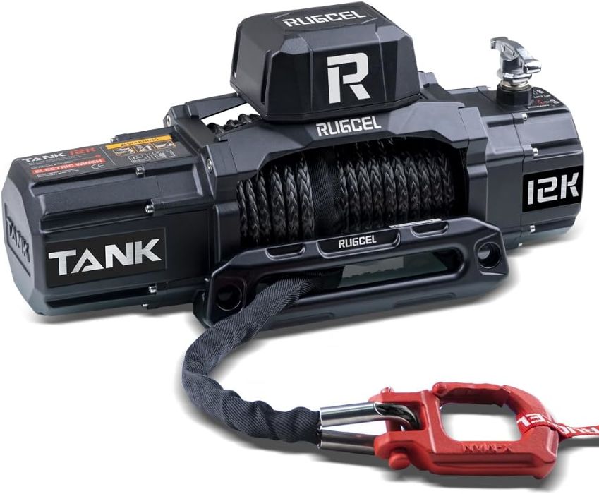 תמונה נוספת של כננת 12000 ליברות RUGCEL דגם TANK עם כבל סינטטי שחור אדום