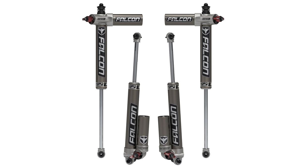 תמונה נוספת של סט בולמים FALCON סדרה 3.3 SP2 עם מיכל מתכוונן לרנגלר JK עם 4 דלתות להגבהה 3-4.5