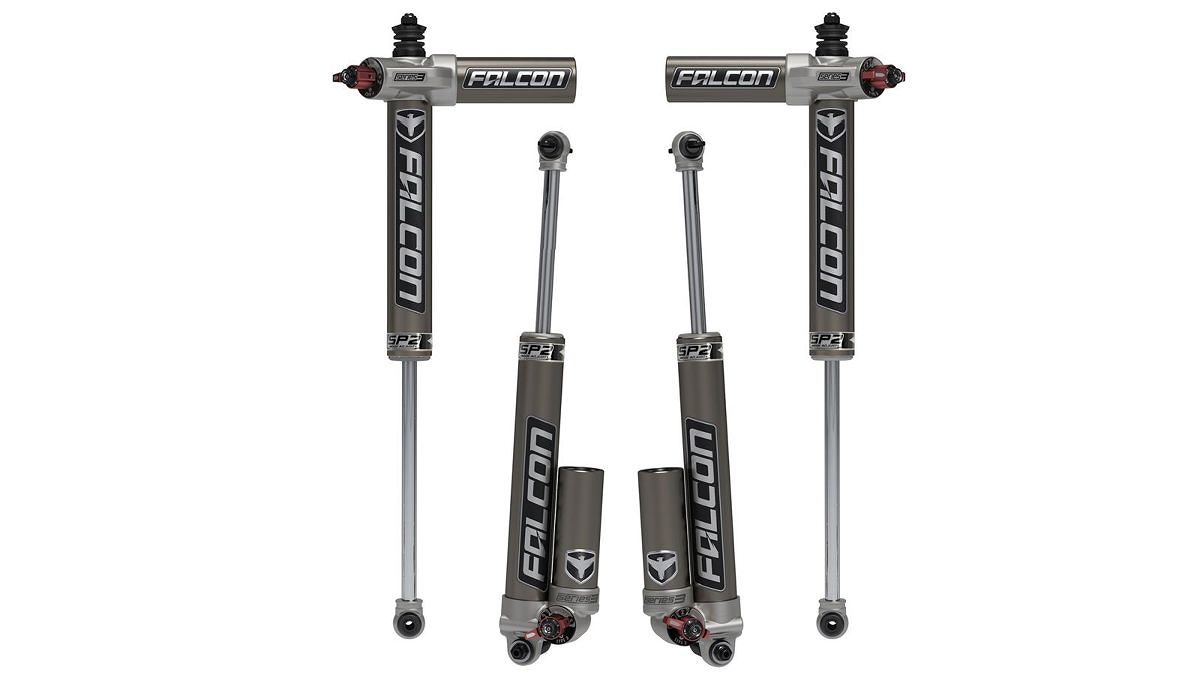 סט בולמים FALCON סדרה 3.3 SP2 עם מיכל מתכוונן לרנגלר JK עם 4 דלתות להגבהה 3-4.5