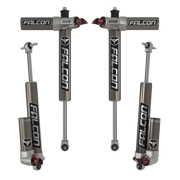 סט בולמים FALCON סדרה 3.3 עם מיכל מתכוונן לJK עם 4 דלתות למהלך 3''-4.5''